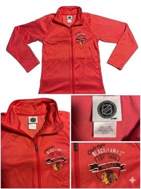 NHL Chicago Blackhawks Red Women’s Zip-Up Jacket with Team Crest Size Medium